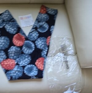 LuLaRoe Black Leggings with Blue and Red Floral Design
